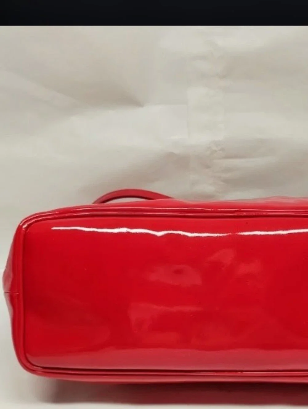 Celine Red Patent Leather Tote Bag With Padlock